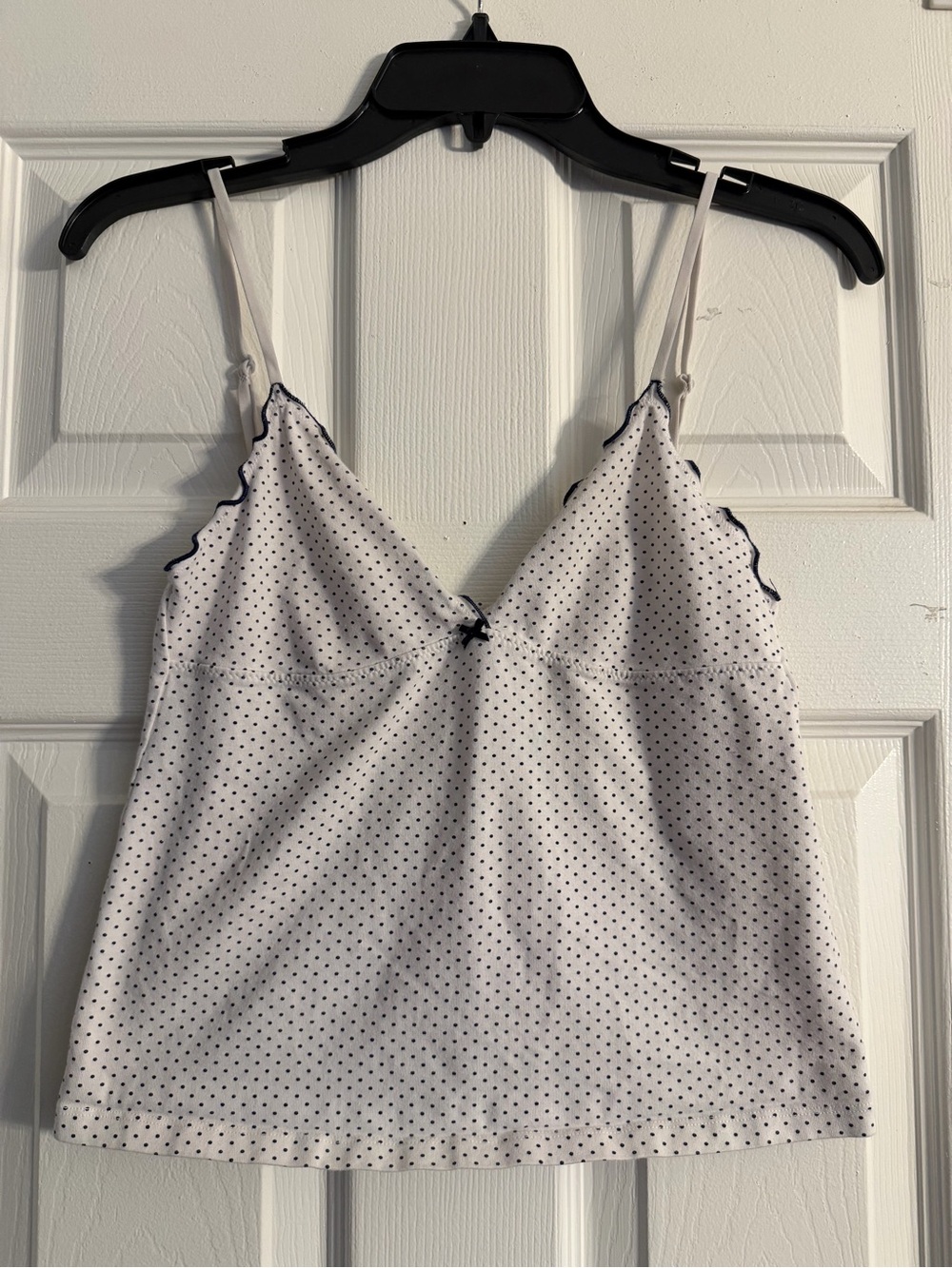 Brandy Melville White Navy Polka Dot Cami • Rare & Discontinued